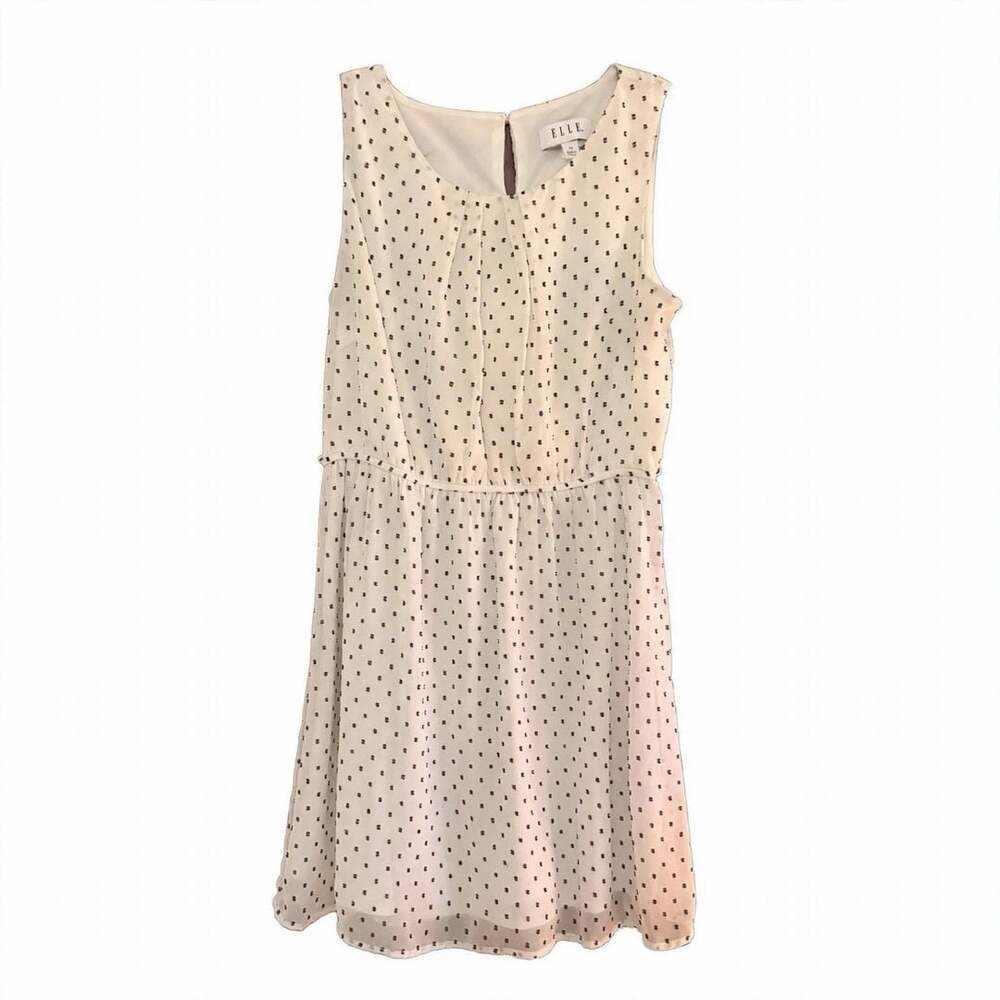 Elle White and Black Clip Dot A-Line Sleeveless Dress - Picture 6 of 6